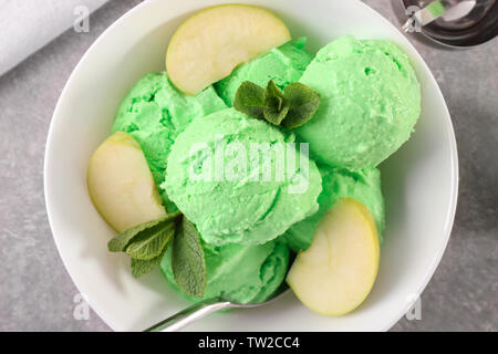 Bowl with tasty fruit ice cream, closeup Stock Photo