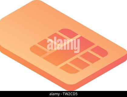 Phone sim card icon, isometric style Stock Vector