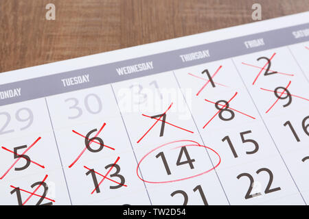 Circled date in calendar, close up Stock Photo