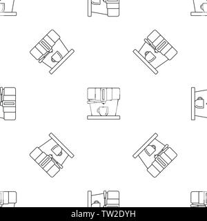 Modern coffee machine pattern seamless vector repeat geometric for any web design Stock Vector