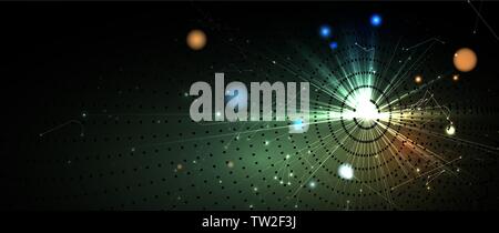 Neural network concept. Connected cells with links. High technology process. Abstract futuristic background Stock Vector