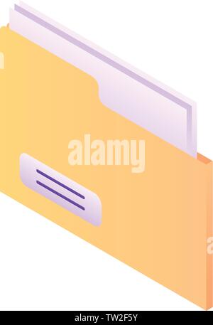 Yellow folder icon, isometric style Stock Vector