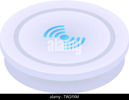 Round wireless charger icon, isometric style Stock Vector