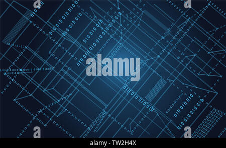 Digital matrix background of binary code, data flow in the digital age, binary code network Stock Photo