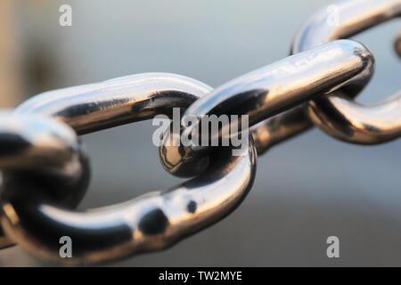 Closeup of large metal chain links Stock Photo