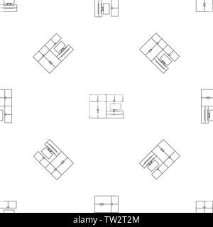 Living room furniture pattern seamless vector repeat geometric for any web design Stock Vector