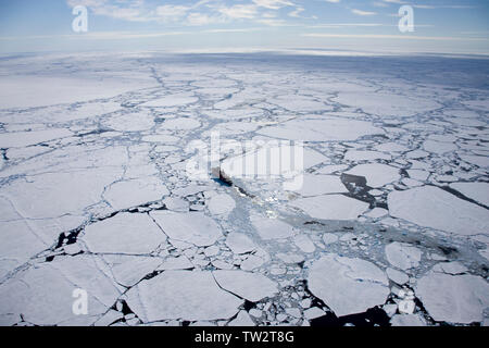 The world's largest nuclear icebreaker, 50- years of Victory, en route to the North Pole. Russian Arctic. Stock Photo