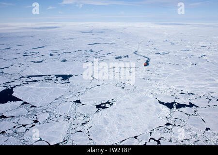 The world's largest nuclear icebreaker, 50- years of Victory, en route to the North Pole. Russian Arctic. Stock Photo