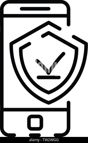 Protected smartphone icon, outline style Stock Vector Image & Art - Alamy