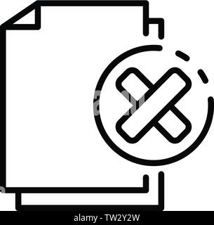 Not secured documents icon, outline style Stock Vector