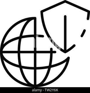 Secured web icon, outline style Stock Vector