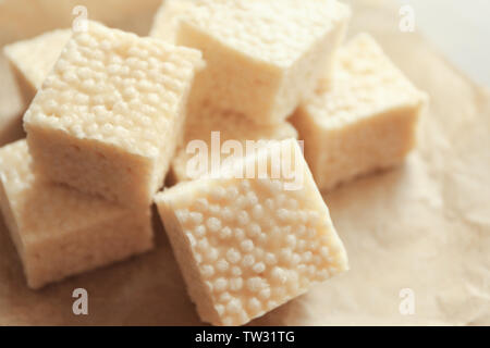 Rice crispy treats on parchment paper Stock Photo - Alamy