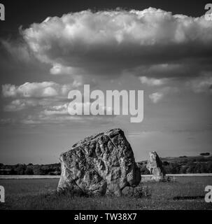 The Long Stones, aka Adam & Eve near Avebury, Wiltshire, UK Stock Photo