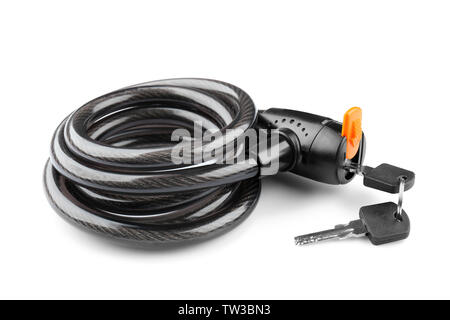 Bicycle lock on white background Stock Photo