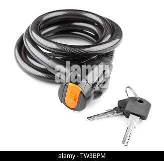 Bicycle lock on white background Stock Photo