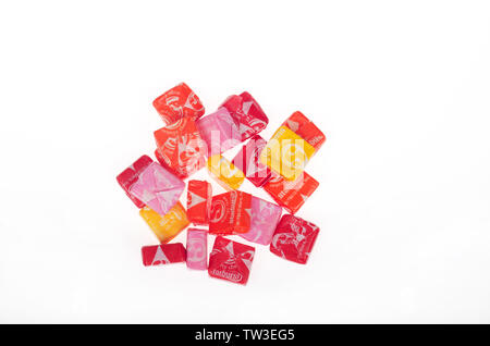 Starburst wrapped candy on white background Stock Photo