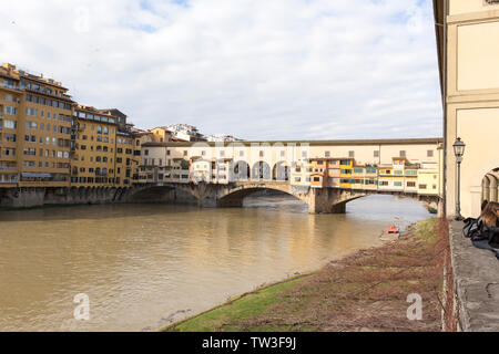 Firenze, Italy - February 04, 2018: ponte vecchio, old bridge in Florence Stock Photo