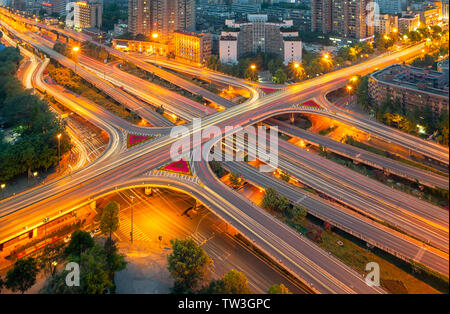 The tracks of the overpass in the city. Stock Photo