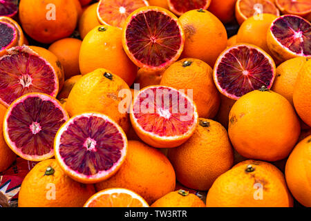 Red sicilian oranges at the street market Stock Photo