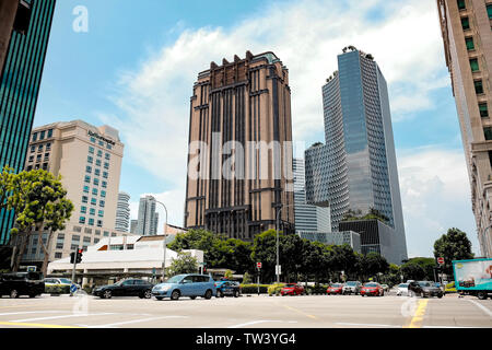 Parkview Square is an impressive architectural Art Deco style office building in Singapore Downtown Core along North Bridge road and Burgis Junction. Stock Photo