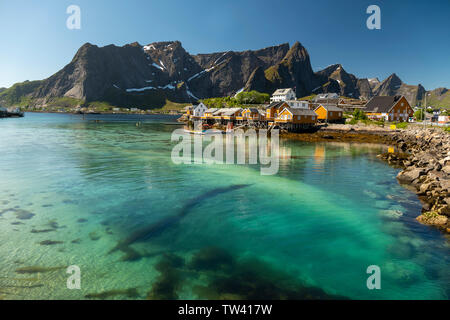 Anita's Seafood restaurant, Reine fishing village, Lofoten Islands, Norway. Stock Photo