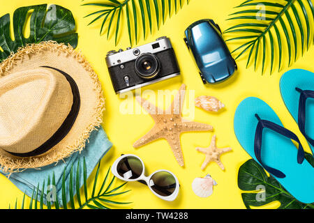 Summer travel concept flat lay image. Stock Photo