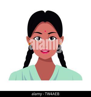 indian girl face avatar cartoon Stock Vector Image & Art - Alamy