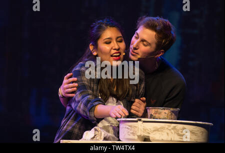 UNITED STATES - 01232017: Crystal Claros and Seth Cooper during dress rehearsal Monday evening for ÒGhostÓ the musical at Rock Ridge High School in As Stock Photo