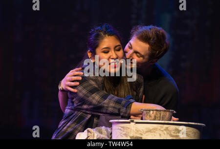 UNITED STATES - 01232017: Crystal Claros and Seth Cooper during dress rehearsal Monday evening for ÒGhostÓ the musical at Rock Ridge High School in As Stock Photo