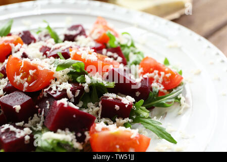 Plate with useful beet salad, close up Stock Photo
