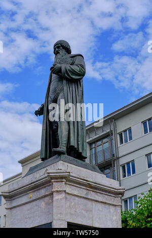 Mainz, Germany - June 16, 2019: Gutenberg statue monument in Mainz, Germany Stock Photo