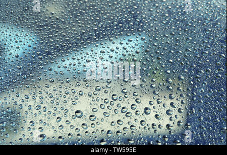 Water drops on car window, closeup Stock Photo