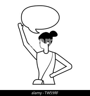 woman with bag waving hand talk bubble Stock Vector