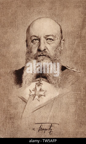 Portrait of Alfred Tirpitz, Commander of Kaiser's Navy, Germany, Old postcard. Stock Photo