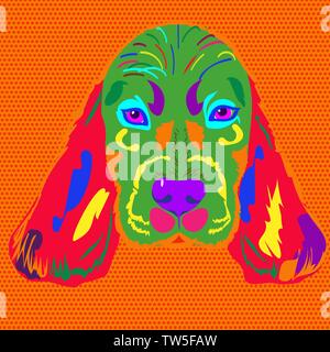 Head of the dog breed Spaniel in pop style Stock Vector