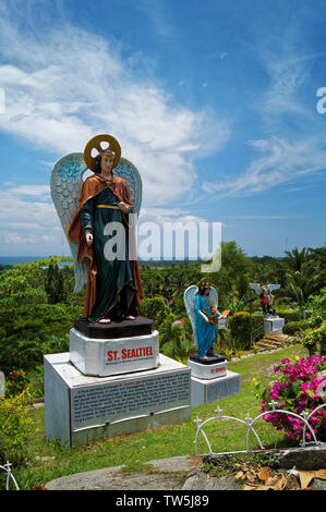 South East Asia,Philippines,Metro Cebu,Carcar City,Theotokos Shrine,Archangel Statues Stock Photo