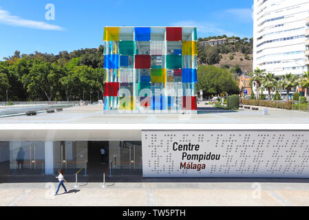 The Centre Pompidou Malaga, an offshoot of the Paris contemporary art museum, in Muelle Uno, by the Port, in Spain, Europe Stock Photo