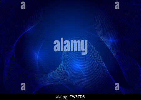 Abstract background composed of colored wave points and dynamic particles Stock Photo