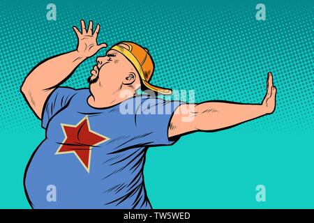 fat man. gesture no, shame Stock Vector