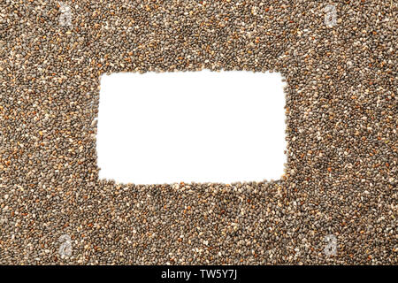 Frame made of chia seeds, isolated on white Stock Photo