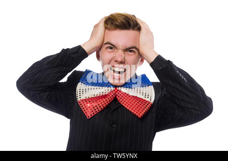 Funny man with giant bow tie Stock Photo