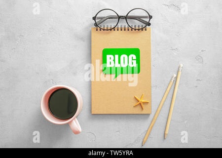 Composition with word BLOG on light background Stock Photo