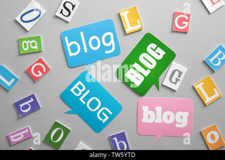 Composition with word BLOG on light background Stock Photo