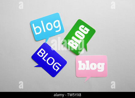Composition with word BLOG on light background Stock Photo
