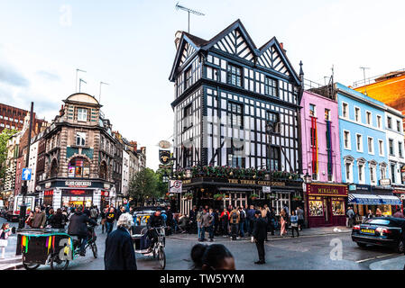 Soho busy street scene, London, NW1, England, UK. Stock Photo