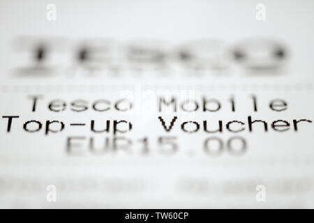 Tesco Mobile top-up voucher Stock Photo -