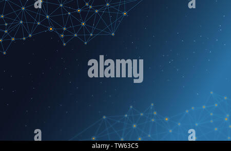 Interconnected dot wire material with a sense of technology. Big data concept background. Stock Photo