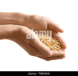 Handful of grains of wheat on the palms Stock Photo - Alamy