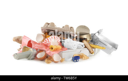 Pile of garbage on white background Stock Photo