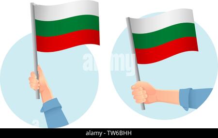 Bulgaria flag in hand. Patriotic background. National flag of Bulgaria vector illustration Stock Vector